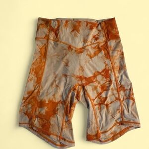 Women's Vitality Biker Cloud Shorts in Orange Tie-Dye